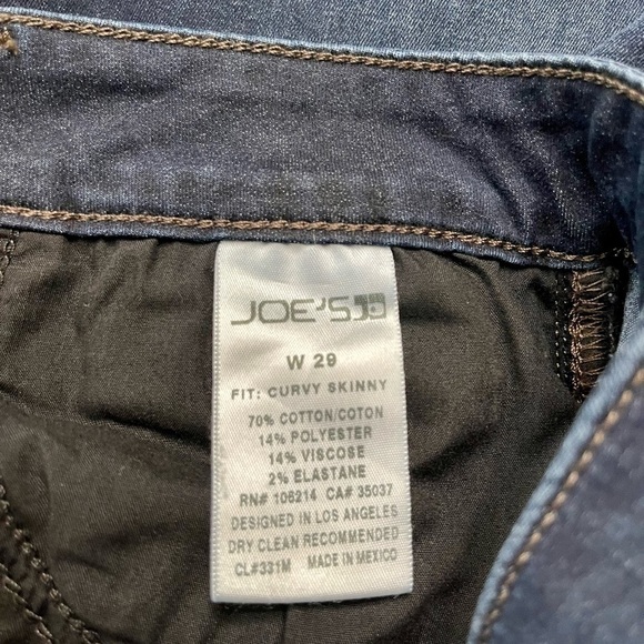 JOE’S JEANS, CURVY SKINNY FIT. W 29. INSEAM 32 1/2”. LIKE NEW. - Picture 8 of 9